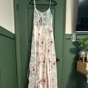 NWOT Size 6 Zapaka Ivory Flower A-Line Spaghetti Straps Corset Dress